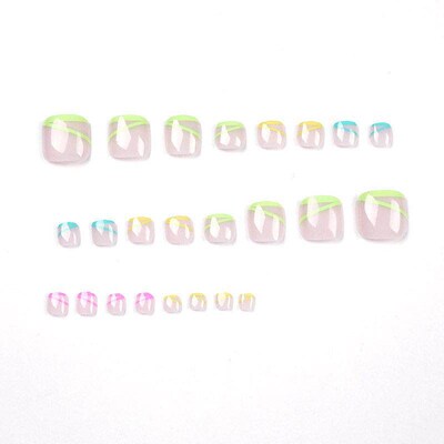 24Pcs Candy Light Brown Artificial False Toe Nails Press