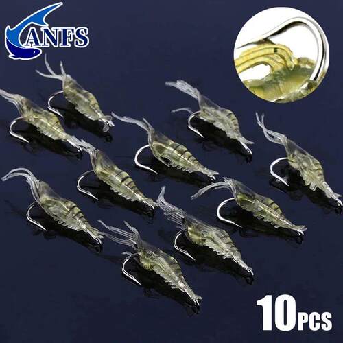 10pcs Soft Silicone Luminous Simulation Shrimp Shaped Fishin