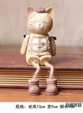 卡通家居房间装饰品小摆件树脂吊脚娃娃创意卧室电视柜搁板摆件