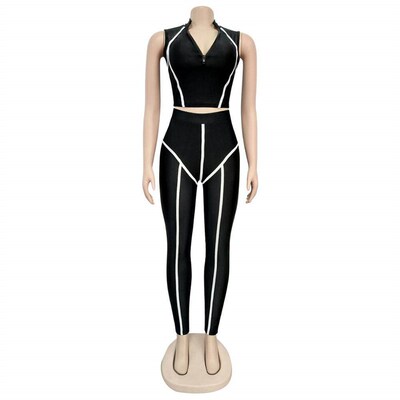 Fashion Streetwear Pants Set Women Bodycon Suit Female 2 Pie