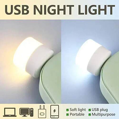1-20Pcs Mini USB Night Light Warm White Eye Protection Book
