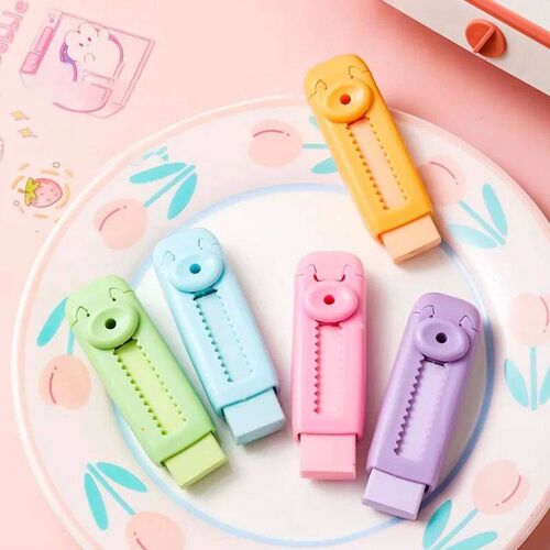 【1 Eraser+2 Refills】 Creative Push-pull Design Eraser Set