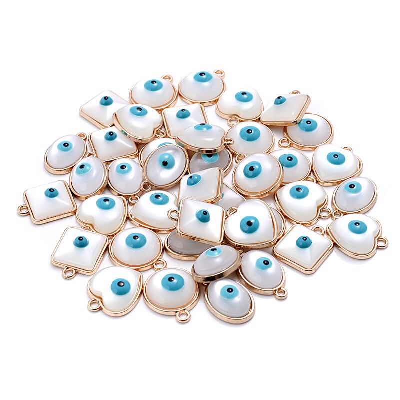 10Pcs 2023 New Charm Single Ring Pendant Mixed Eye Shape Pen图片
