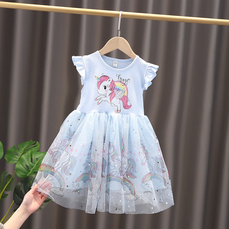 Girls Clothes 2023 New Summer Princess Dresses Flying Sleeve图片