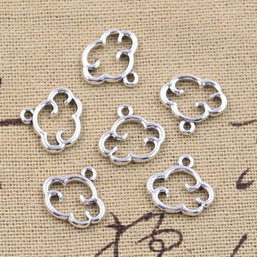 30pcs Charms Floating Clouds 13x15mm Antique Silver Color Pe