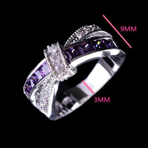 Diamond-set zircon amethyst ring lattice womens ring ring p