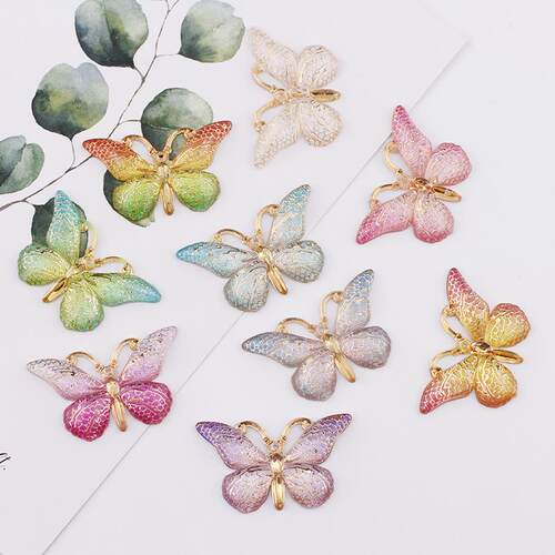 10PCS Butterfly Resin Charms Animal Drop Pendants Charms for