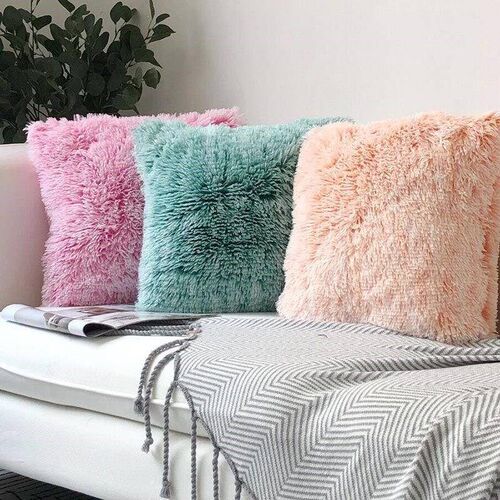 European solid color plush pillowcase sofa cushion cover抱枕