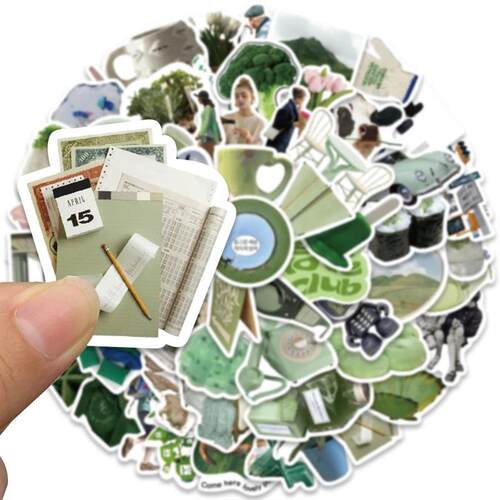 62PCS Ins Green Fresh Spring Simple Art Decoration DIY Noteb