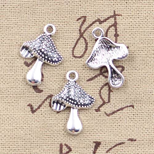 30pcs Charms Mushroom 20x14mm Antique Silver Color Pendants