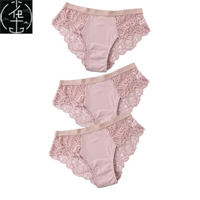 3 Pcs Cotton Panties Sexy Panty Briefs Lace Panties Women Un
