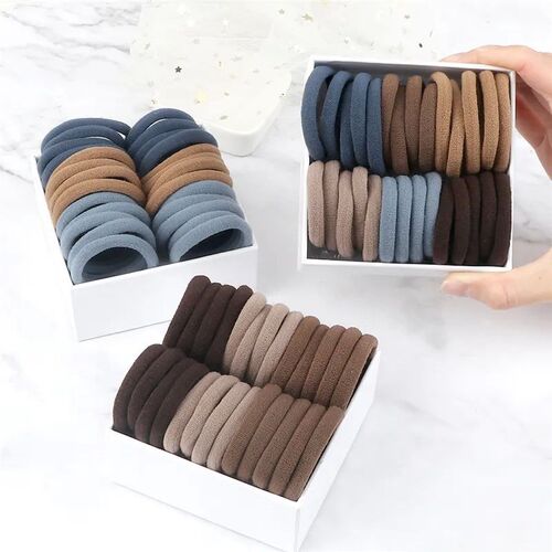 50PCS/Set Women Girls Basic Hair Bands 4cm Simple Solid Colo