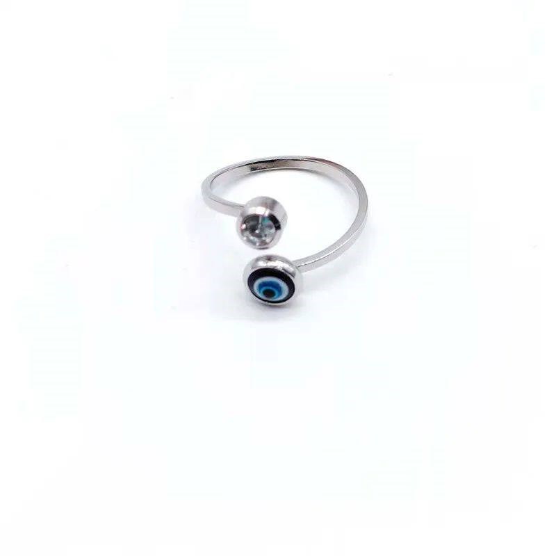 Rinhoo Punk Stainless Steel Lucky Evil Eye Ring For Women Me图片