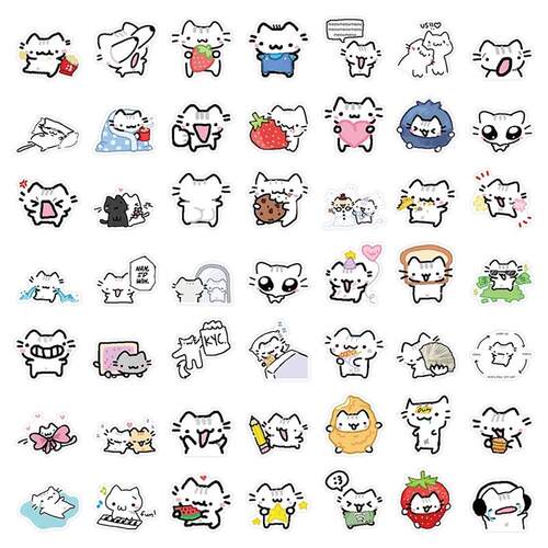 10/30/72PCS Line kitten Daily Graffiti Sticker Cute Cat Cart