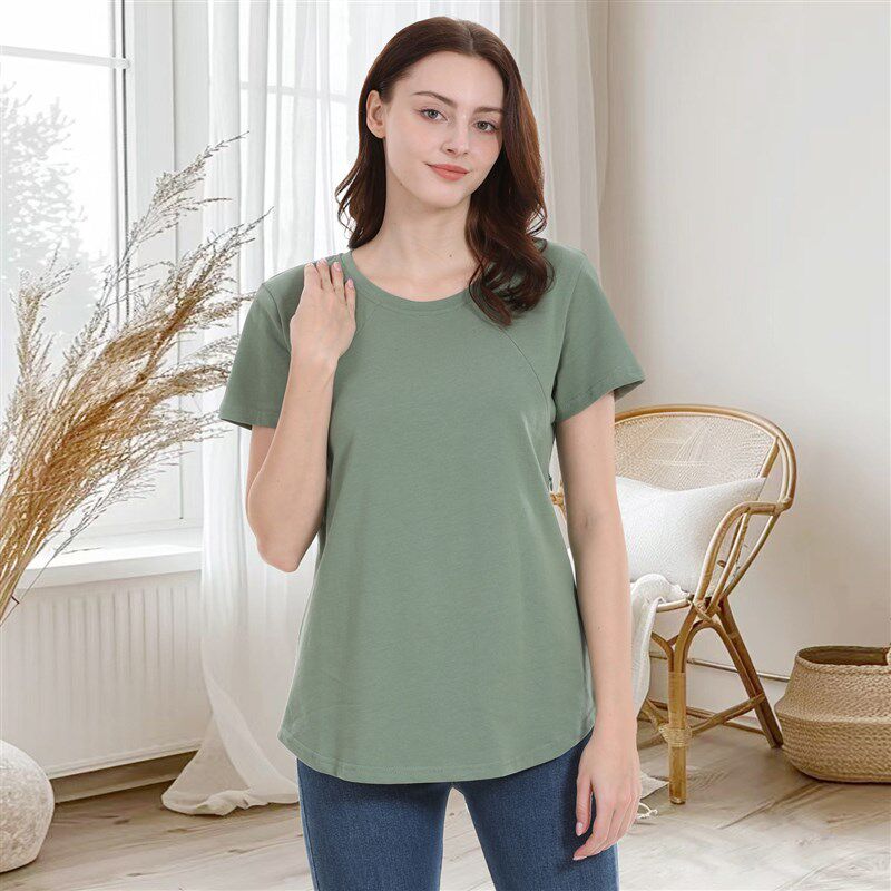 Pregnant Women Top Breastfeeding Clothes Wear Loose Short-sl - 实物图