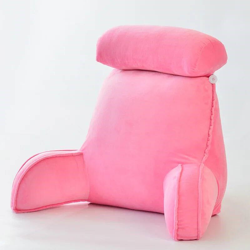Velvet Reading Pillow with Armrests and Round Couch-Backres