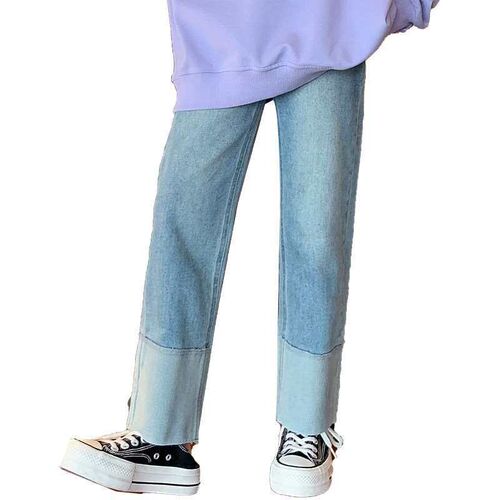 Girls Spring High Elastic Smoke Tube Jeans Summer New Child