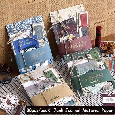 88pcs/Pack Retro Material Paper Junk Journal Planner Scrapbo