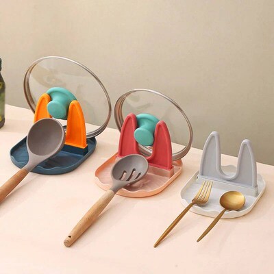 Pan Lid Holder Supports Spoons Pot Cover Rests Spatula Stand