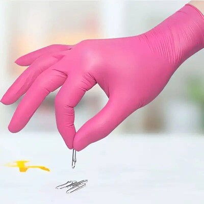 20/50/100PCS Pink Nitrile Gloves Disposable Hair Grooming Gl