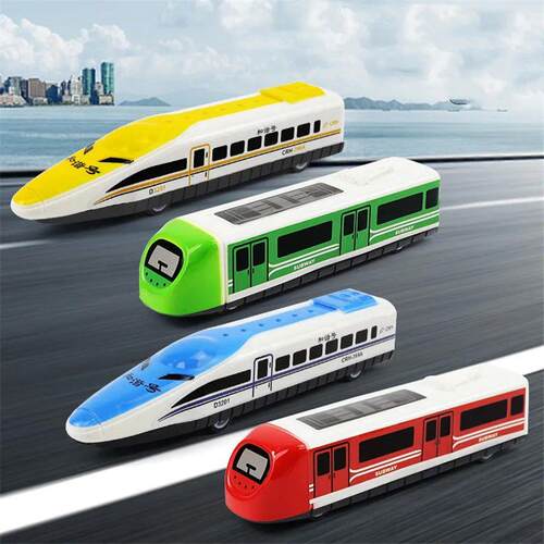 Set of 2 Mini Pull-Back Inertia Train Toys for Kids Mobile D