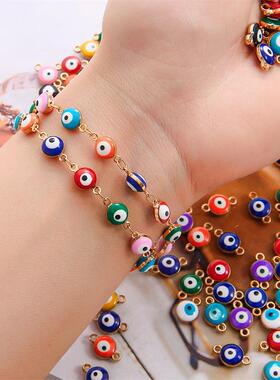 10Pcs 6mm 8mm Mix Color Evil Eye Earring Alloy Connectors Ch
