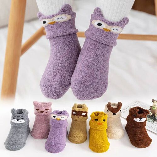 Coral Fleece Baby Anti Slip Floor Socks Autumn Winter Newbor