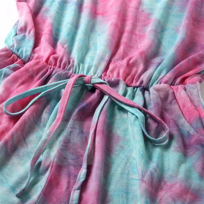 Tie dyed parent-child color suspender wst Jumpsuit versatile