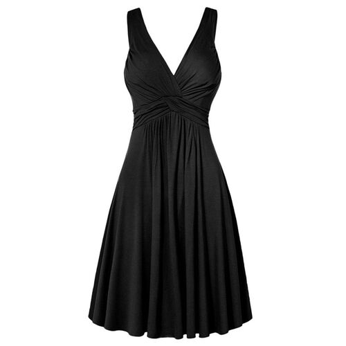 Dresses Plus Size V-neck Retro Vestidos Pleated Slim Flare S