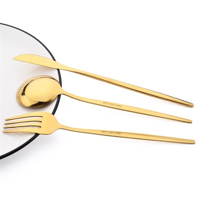 24pcs Gold Dinnerware Set Stainless Steel Cutlery Set Mirror