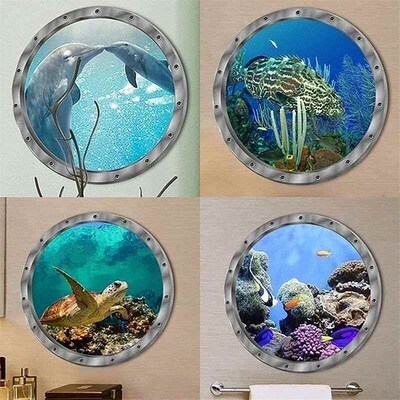 Bathroom Pvc Decals Underwater Fish Wall ers Waterproof Capy