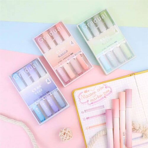 4pcs/Box Highlighter Pen Kawaii Markers Multifunctional Colo