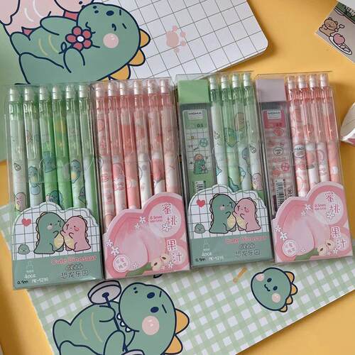 6pcs/Set Cartoon Kawaii Mechanical Pencil Peach Dinosaur Hig