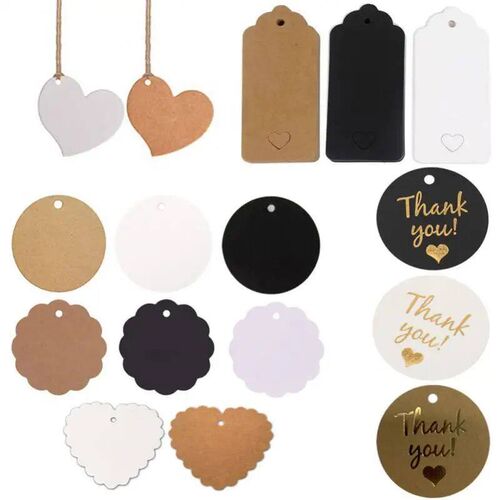 White Kraft Paper Tags Handmade Thank You Tag Labels for Can