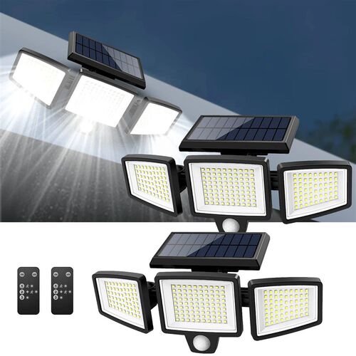 Three-Head Outdoor Waterproof Solar Light with 200+ LEDs and