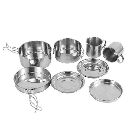 8pcs/set Stainless Steel Outdoor Camping Cookware Set Portab