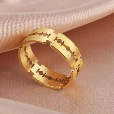 Stainless Steel Hip Hop Hollow Bladed Ring Punk Rock Black S