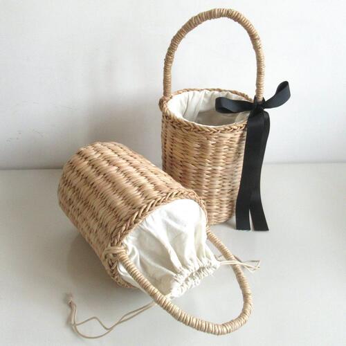 Corn fur bag small round barrel woven bag leisure vaCation