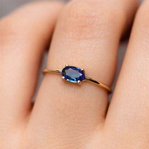 Wedding Rings For Women Simple Multicolor Oval Zircon Light