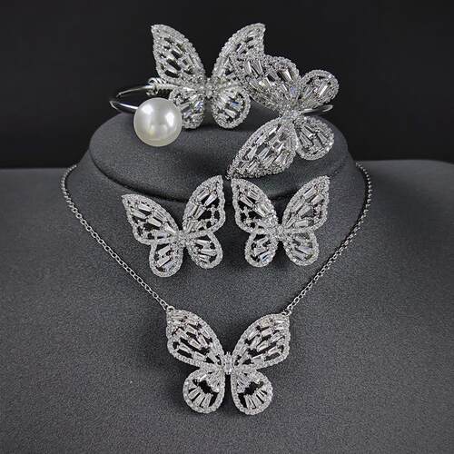 4pcs Pack 2023 New Luxury Butterfly silver color bride Dubai