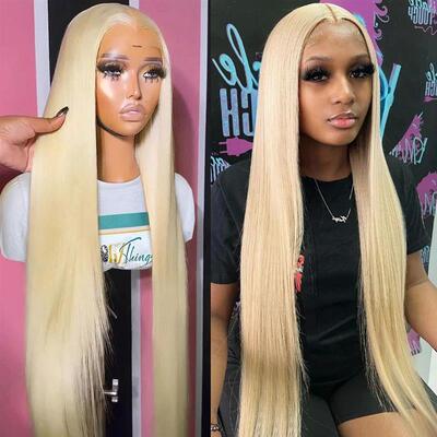 32 40Inch 613 Blonde Straight 13x6 Lace Frontal Wig Brazilia