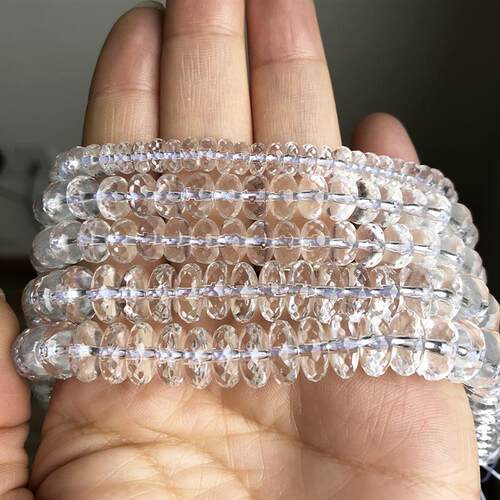 6 8 10mm Faceted Clear Quartz Crystal Beads Round Rondelle L