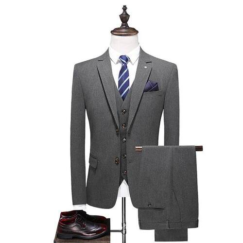 Men Boutique Suits Sets Groom Wedding Dress Suits Solid Colo