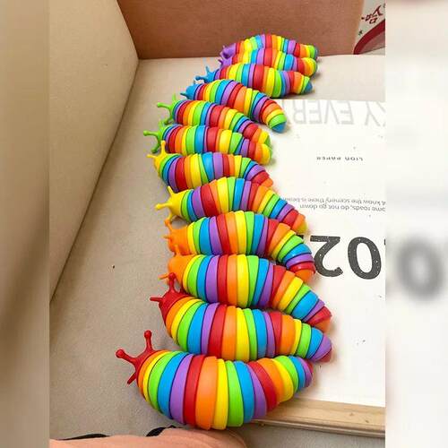 3D Slug Fidget Toy Colorful Slug Snail Toy Articulated Flexi