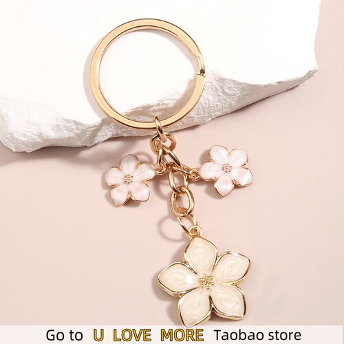 Cute Plant Keychain Sakura Flower Key Ring Enamel Key Chains