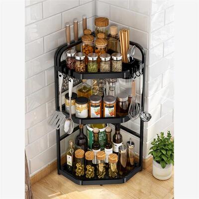 Black stainless steel kitchen shelf spice rack Wall hanger
