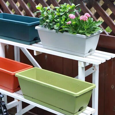 Balcony rectangular vegetable pot potted box large flowerpot
