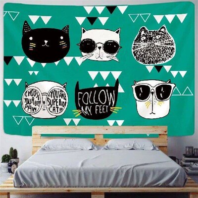 Punk cat home decoration art tapestry psychedelic scene