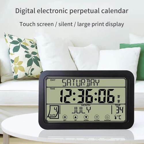 Large Number Electronic Wall Clock Temperature Humidity Disp