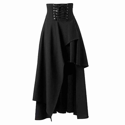 Solid color fashionable irregular Gothic skirt不规则半身长裙